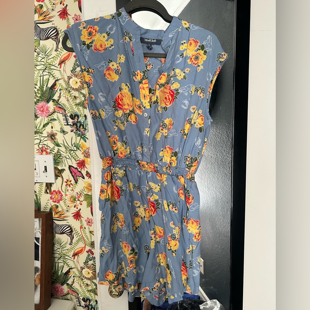 ModCloth floral Blue Romper